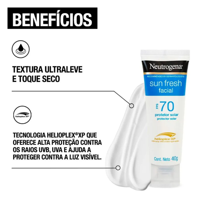 Neutrogena Sun Fresh Protetor Solar Facial Fps70 40g - Imagem 2